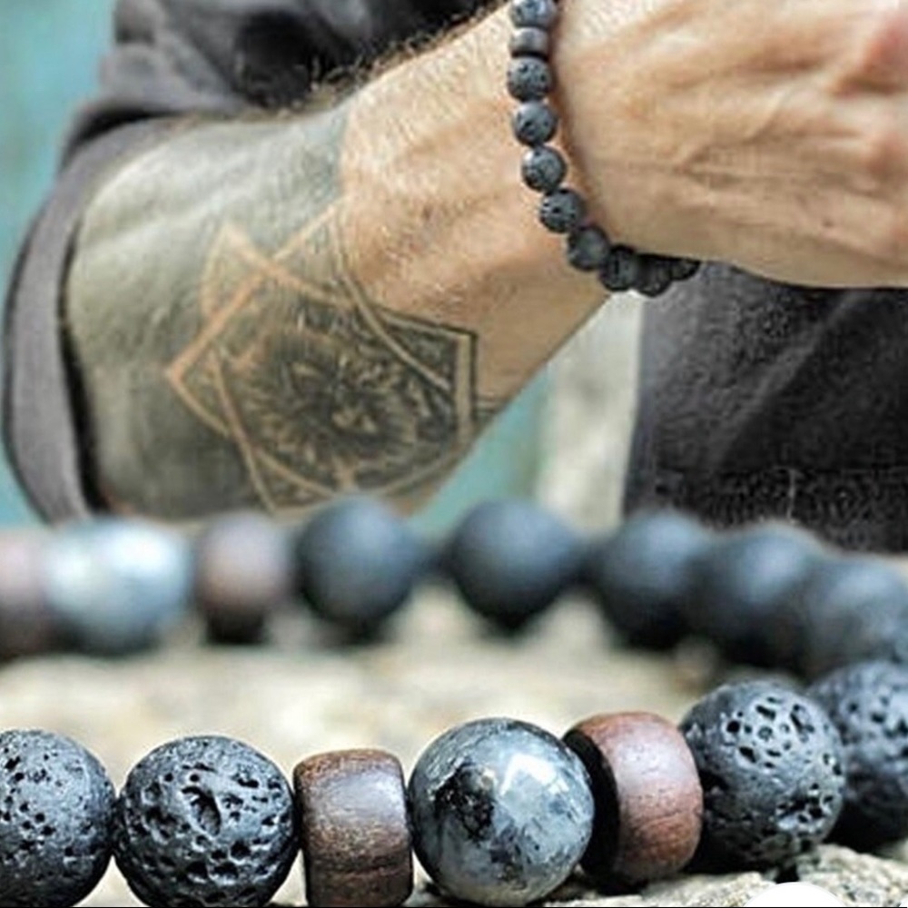 Natural Lava Rock Healing Energy Yoga Bracelet
